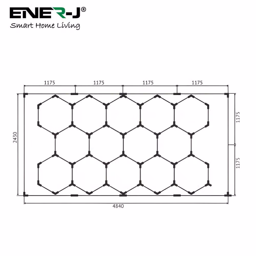 ENER-J 255W RGBIC Car Showroom LED Ceiling Lights with 14 Hexagon Design, Frame and Remote Control, White – 5