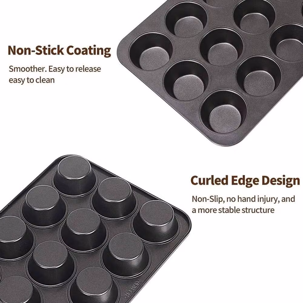 FLAVORA Non-stick 12 Cup Muffin Tray in Black – 2