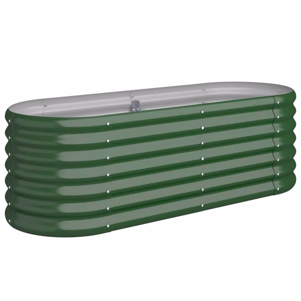 Berkfield Home Garden Raised Bed in Green Powder-coated Steel, W/D/H: 114 x 40 x 36 cm – 2