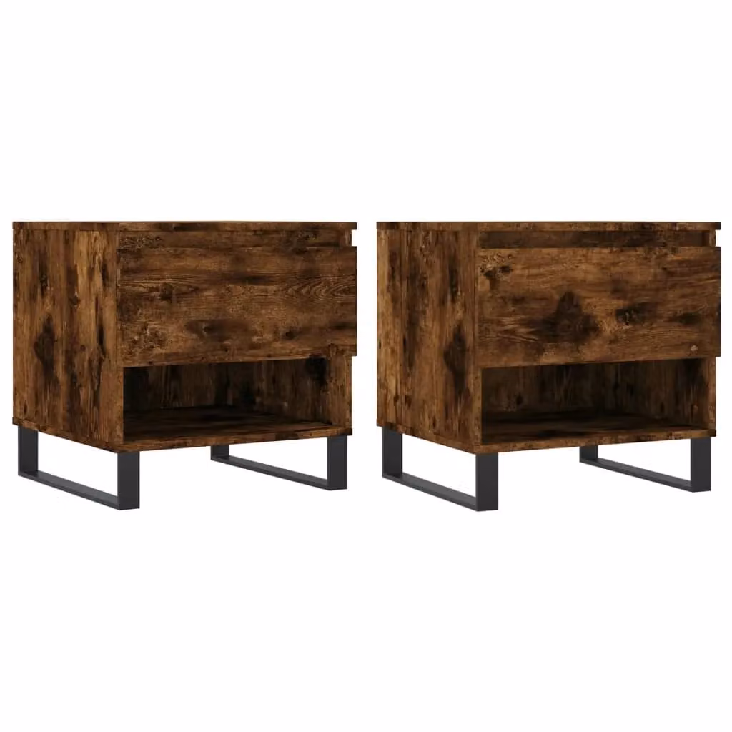 Berkfield Home Set of 2 Modern Smoked Oak Coffee Tables in Brown, W/D/H: 50 x 46 x 50 cm – 1