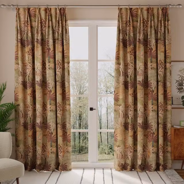 Linda Barker Treasure Garden Peach Velvet Floral Made to Measure Curtain Panel
