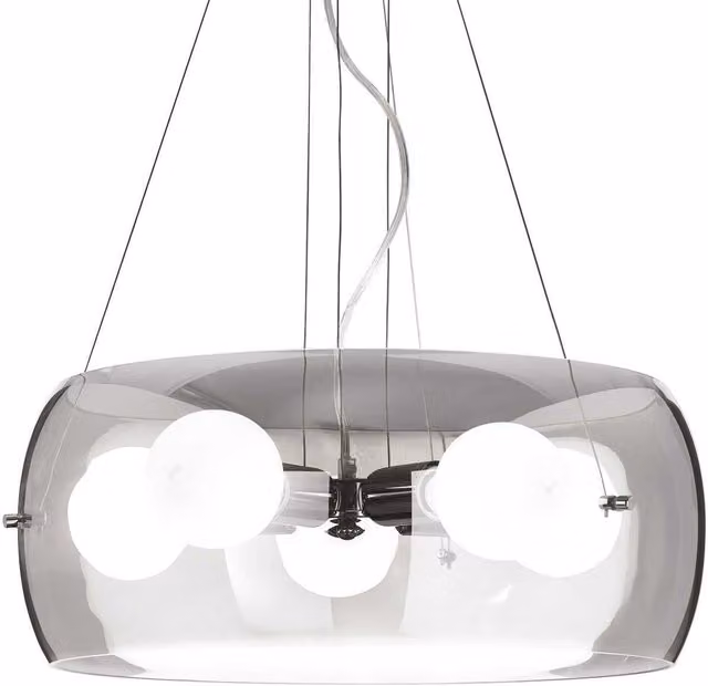 Netlighting Audi 5 Light Round Ceiling Pendant in Grey Smokey Glass with E27 Socket
