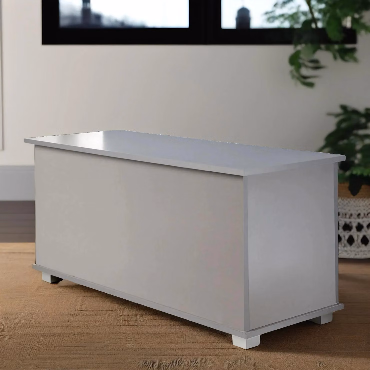 Pirlo Plush Grey Fabric and Wood Storage Box W/D/H: 40 x 40 x 40 cm – 2