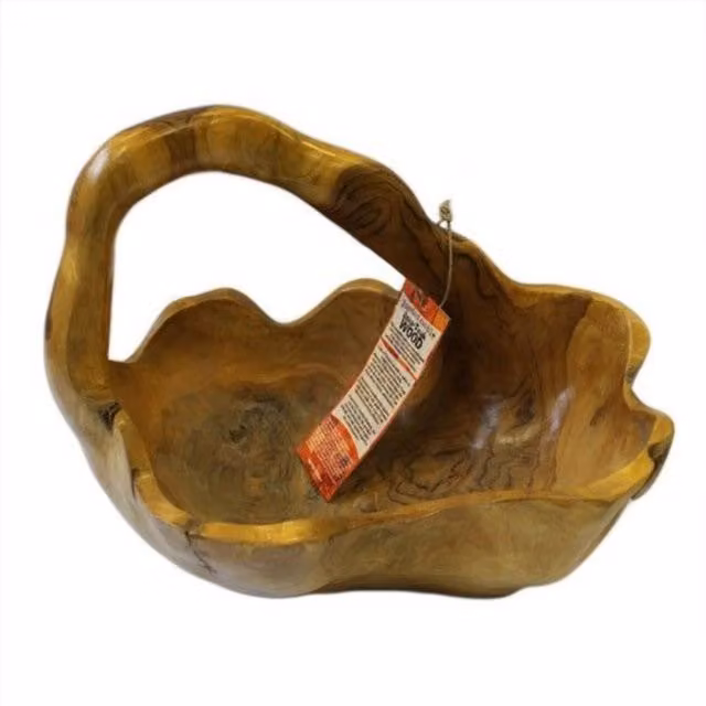 KDMK Handcrafted Organic Teak Root Bowl in Brown