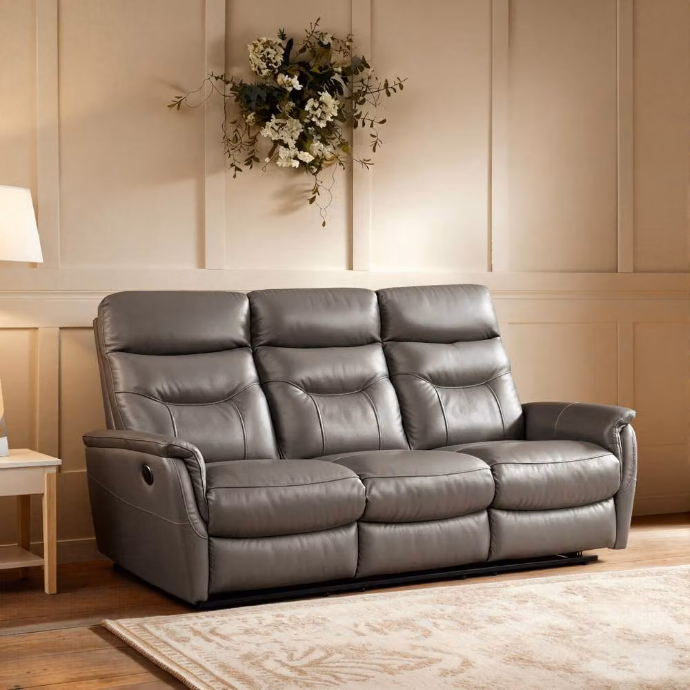 Home Garden Direct Medusa 3 Seater Power Reclining Sofa Set in Grey Synthetic Leather – 4