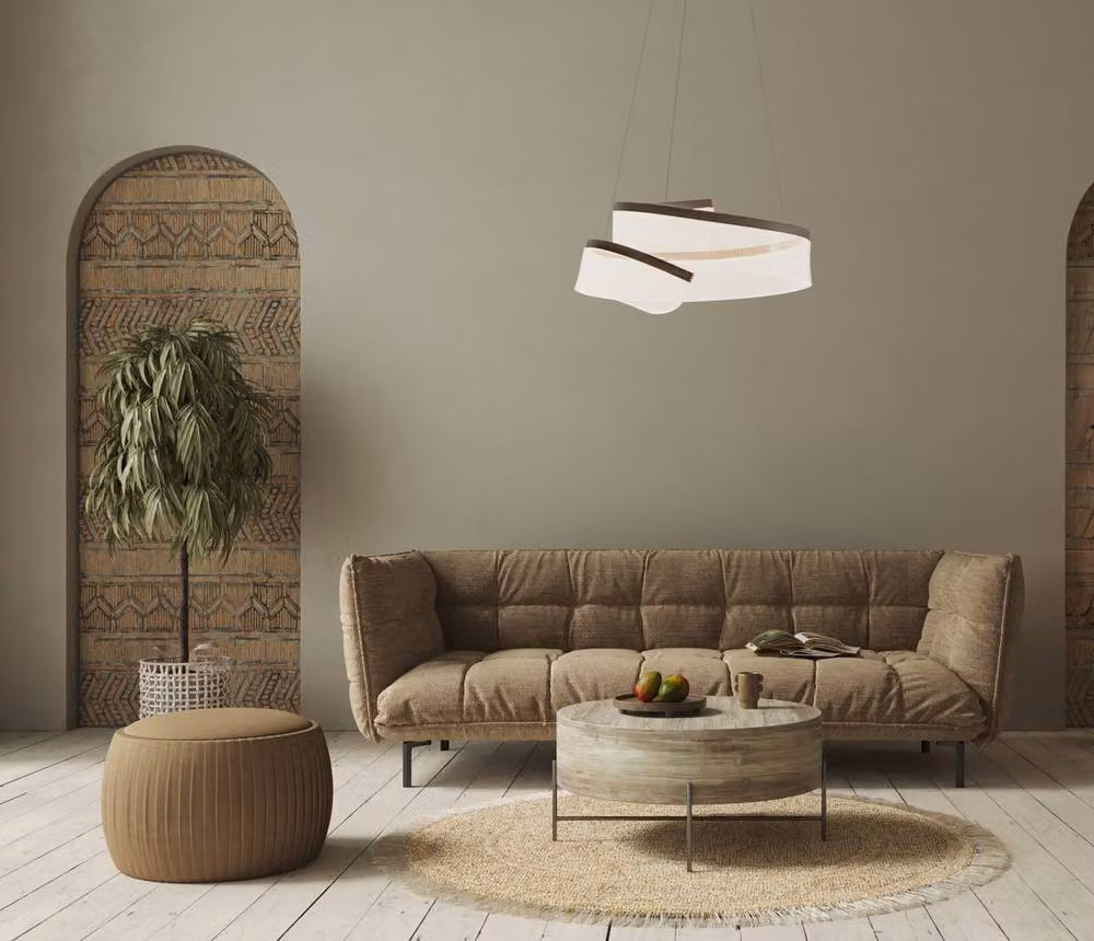 Netlighting Rustin LED Pendant Ceiling Light in Brown with 3000K Warm White Light – 2