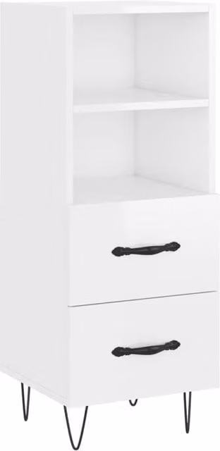 Berkfield Home Modern High Gloss White Sideboard, W/D/H: 34.5 x 34 x 90 cm