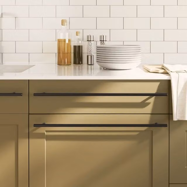 Berkfield Home Matt Black Stainless Steel Bar Cabinet Handles, 10 Pack, Length: 48 cm