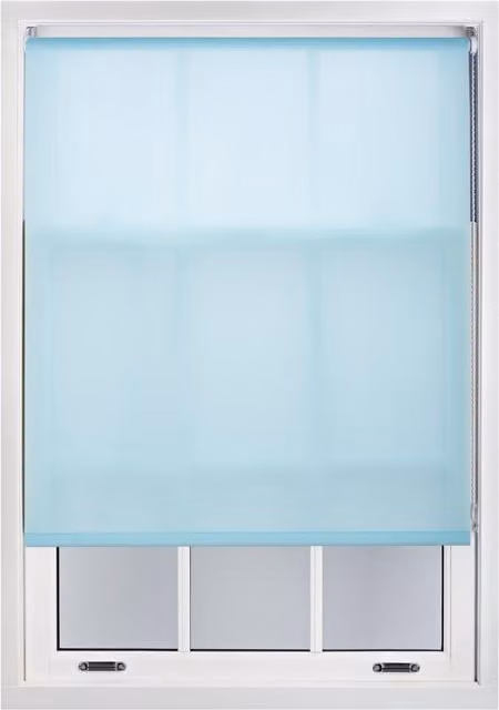 Furnished Blue Semi-Transparent Polyester Roller Blinds with Chain, Width: 105 cm, Height: 210 cm