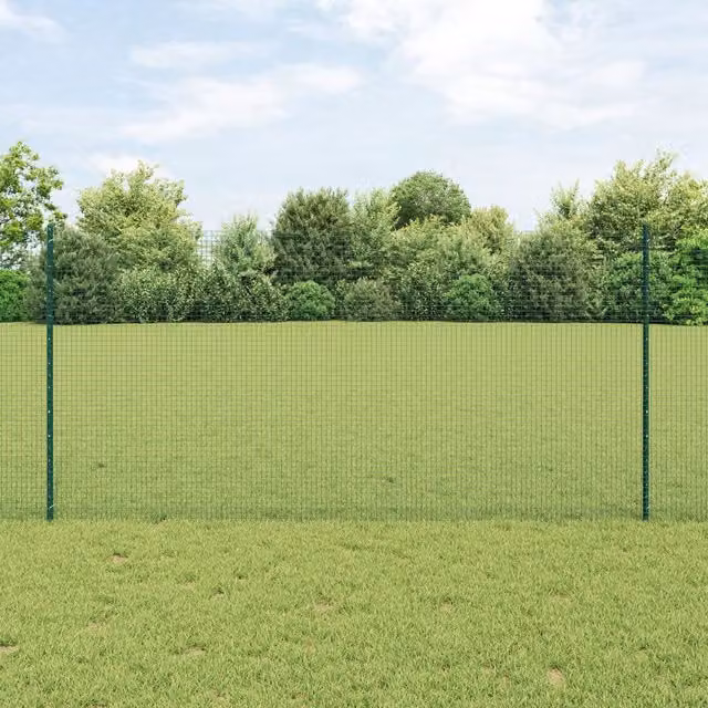 Berkfield Home Green Steel Welded Wire Fence with 11 U-Profile Posts, W: 120 cm, L: 25 m – 1