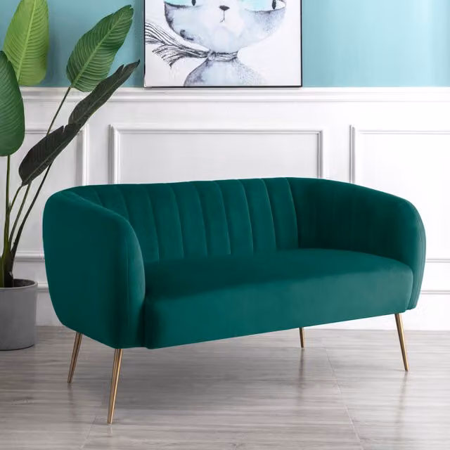 Artemis Home Matilda 2 Seat Velvet Upholstered Sofa in Green