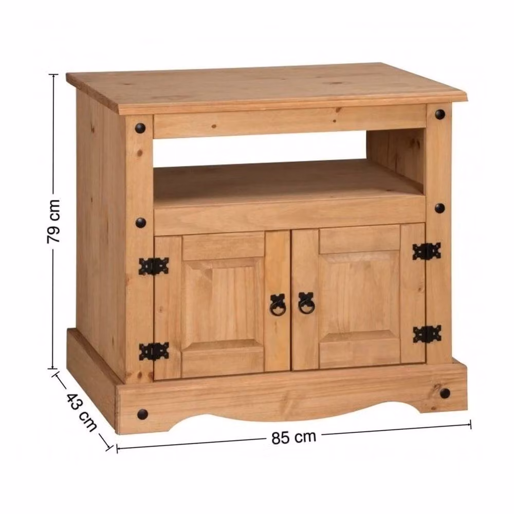 FORGEVIO Antique Pine TV Unit and Media Cabinet Stand in Brown and Beige, W/D/H: 85.0 x 43.0 x 79.0 cm – 3