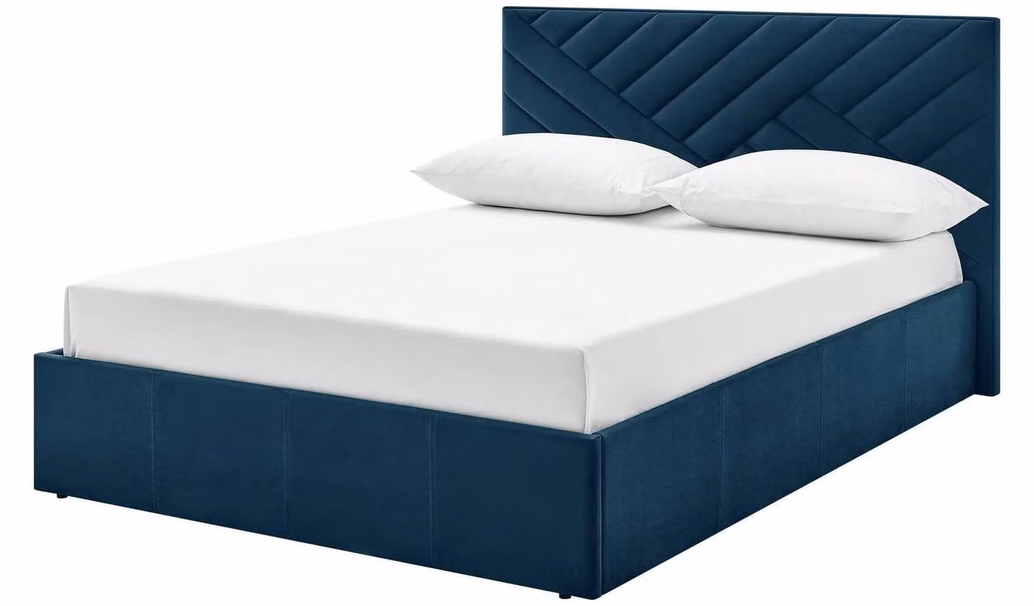 Luca Kingsize End Lift Ottoman Bed in Blue Velvet Fabric, W/D/H: 180 x 200 x 100 cm