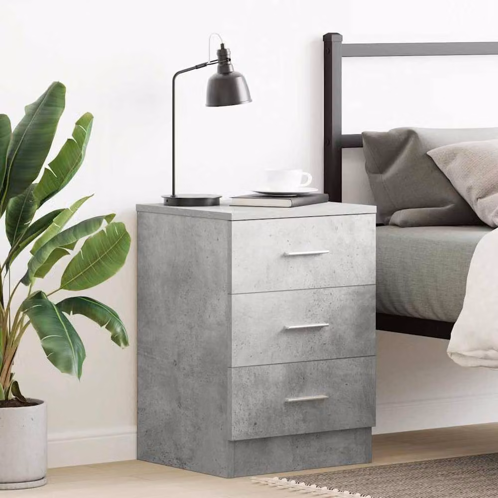Berkfield Home Bedside Cabinet in Concrete Grey, W/D/H: 38 x 35 x 56 cm – 2
