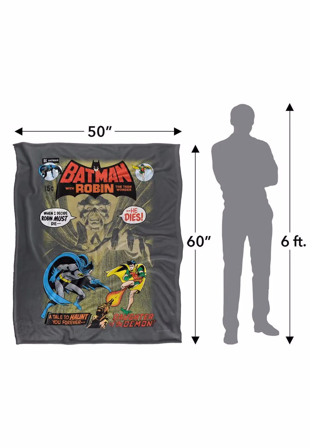 DC Comics Batman #232 Cover Blanket in White and Multicolour, W: 152 cm, D: 127 cm – 4