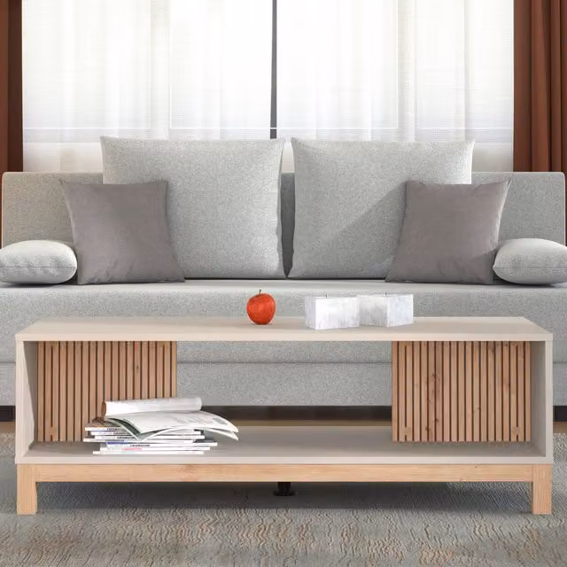 Dorel Home ESSEX Club rectangular coffee table in Cashmere and Artisan Oak Natural