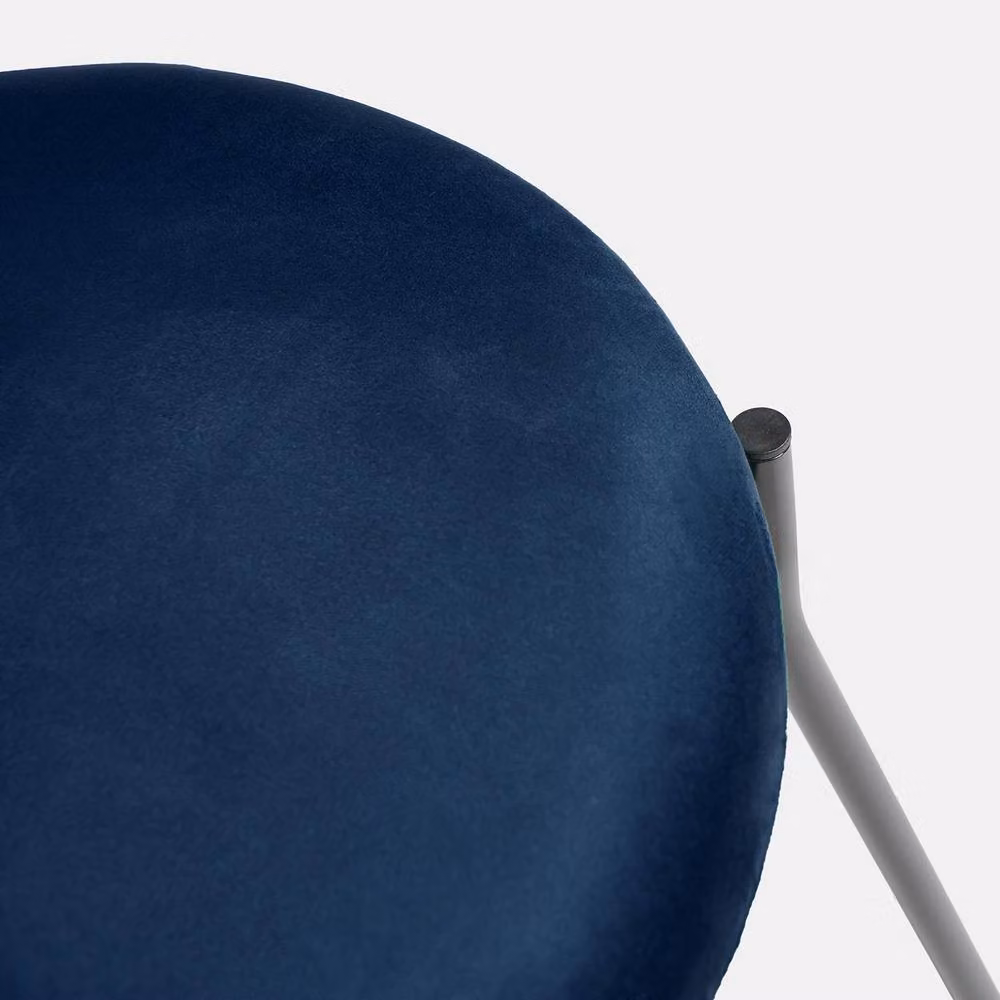 OHS Matte Velvet Accent Dining Chair with Padded Seat and Metal Legs in Navy Blue – 5