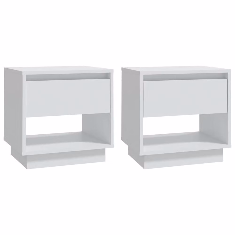 Berkfield Home Classic Bedside Cabinets, 2 Piece, White, W/D/H: 45 x 34 x 44 cm – 2