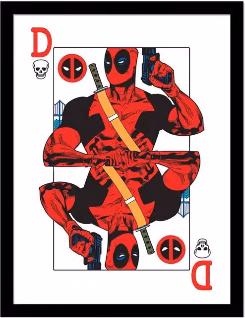 Deadpool Playing Card Framed Paper Poster in White