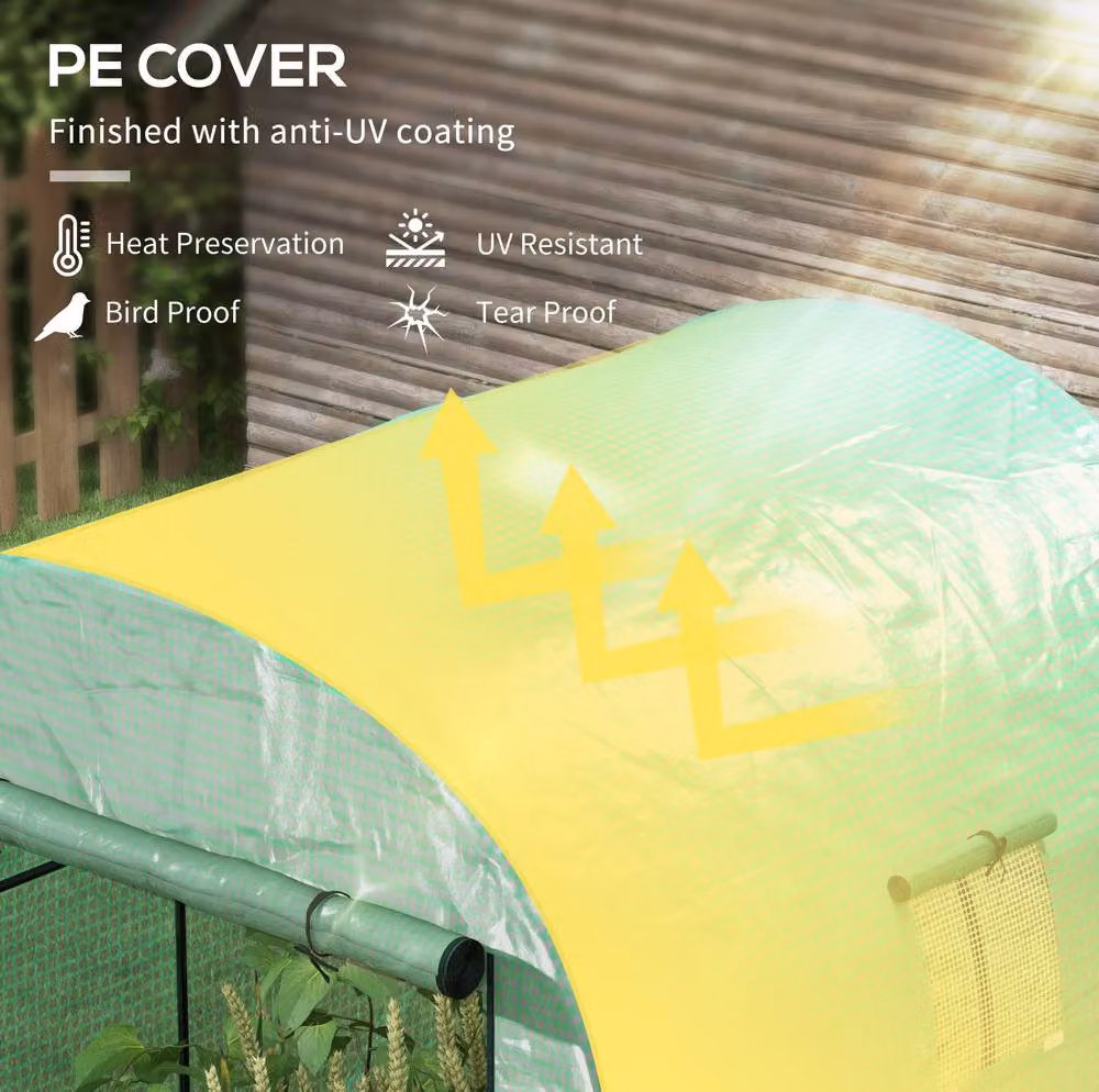 STILVORA Green Walk-In Polytunnel Greenhouse, W/D/H: 180 x 180 x 200 cm – 3