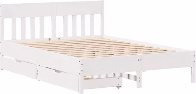 Berkfield Home Full Bed Frame in White Solid Pine Wood, W/D/H: 160 x 200 x 81 cm