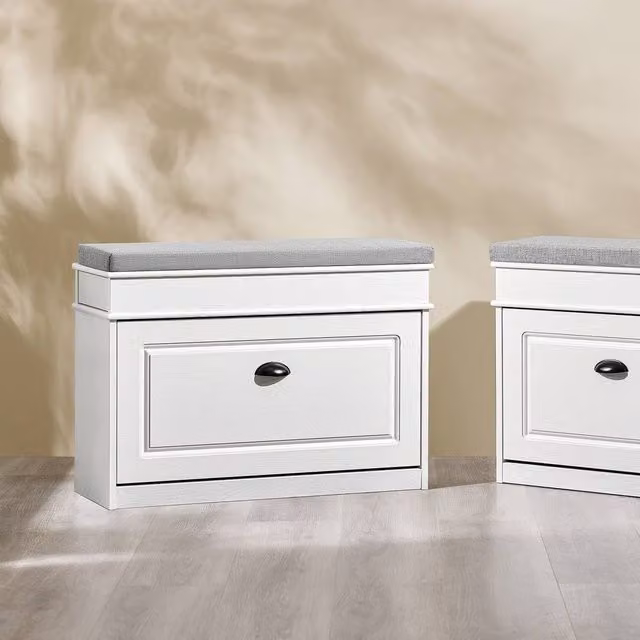 SoBuy Country House Style White Shoe Rack and Hallway Bench
