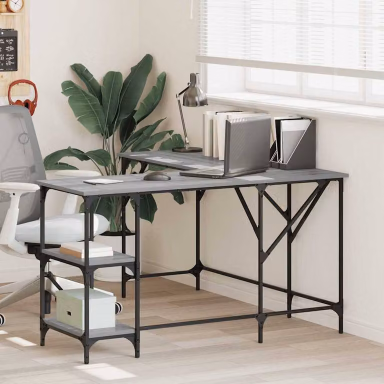 Berkfield Home Decorative Desk in Grey Sonoma, W/D/H: 139 x 139 x 75 cm