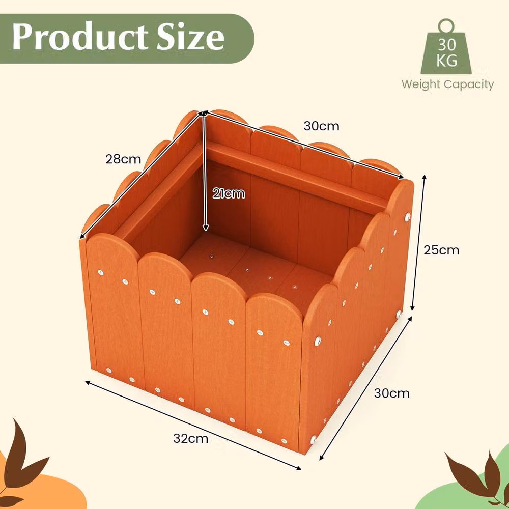 Costway 2 Pack Square HDPE Raised Garden Bed Planter Boxes in Orange, W/D/H: 32.0 x 25.0 x 30.0 cm – 2