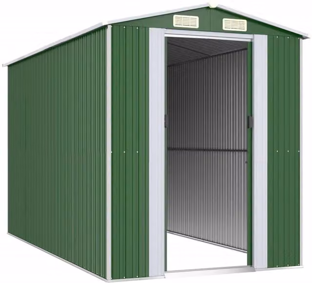 Berkfield Green Galvanised Steel Gable Garden Shed W/D/H: 357 x 192 x 223 cm – 1