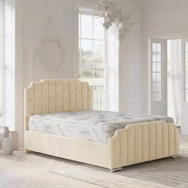 Stratus Interiors Supreme Bed Panelled Headboard and Footboard in Cream, Super King Size