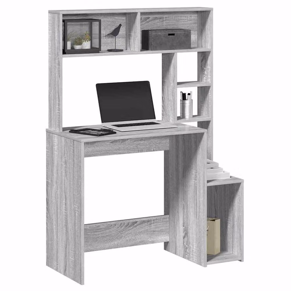 Berkfield Home Modern Grey Writing Desk with Shelves, W/D/H: 100 x 45 x 140 cm – 2