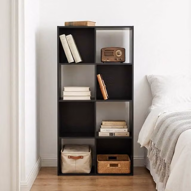Home Garden Direct Jane 4x2 Cube Storage Box Bookshelf in Black Oak Matt