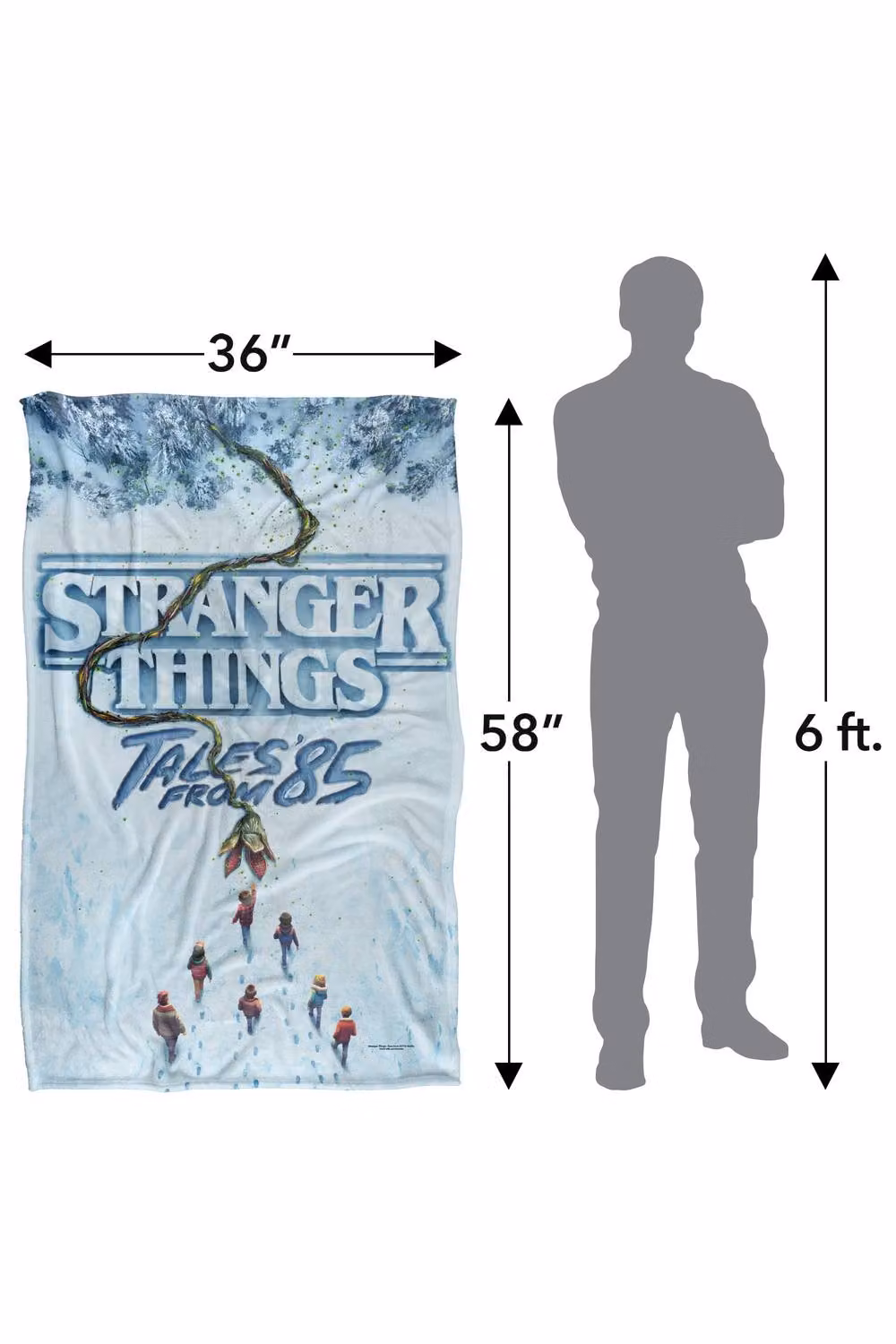 Netflix Stranger Things Tales From 85 Snow Poster Multicolour Fleece Throw Blanket, W/D/H: 91 x 147 cm – 2