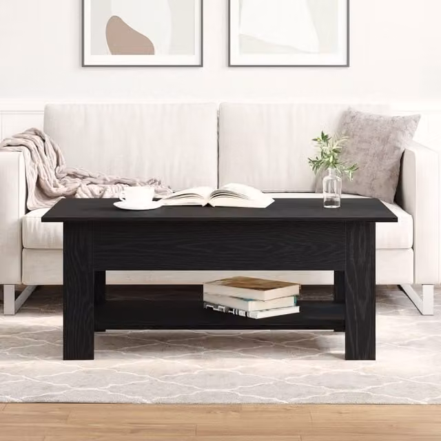 Berkfield Home Modern Rectangular Coffee Table in Black Oak, W: 102 cm, D: 55 cm, H: 42 cm – 1