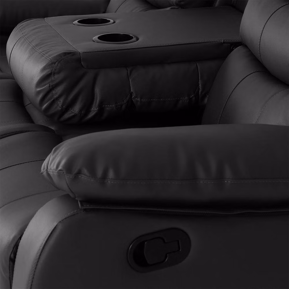 Seconique Roma 3 Seater Recliner Sofa in Black Synthetic Leather – 5