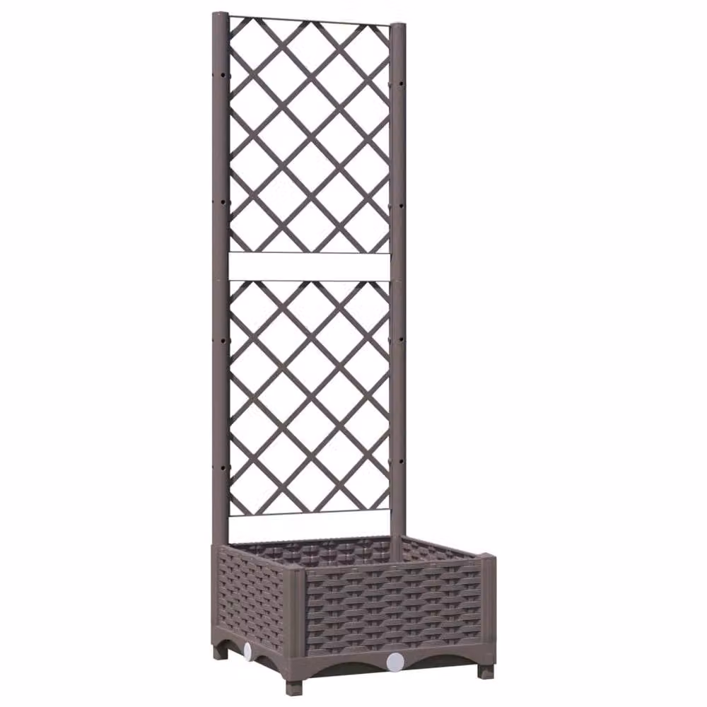 Berkfield Home Garden Planter with Trellis, Brown, H x W x D: 121.5 x 40 x 40 cm – 3