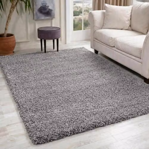 Serdim Rugs Modern Plain Silver Grey Rectangular Living Room Area Rug