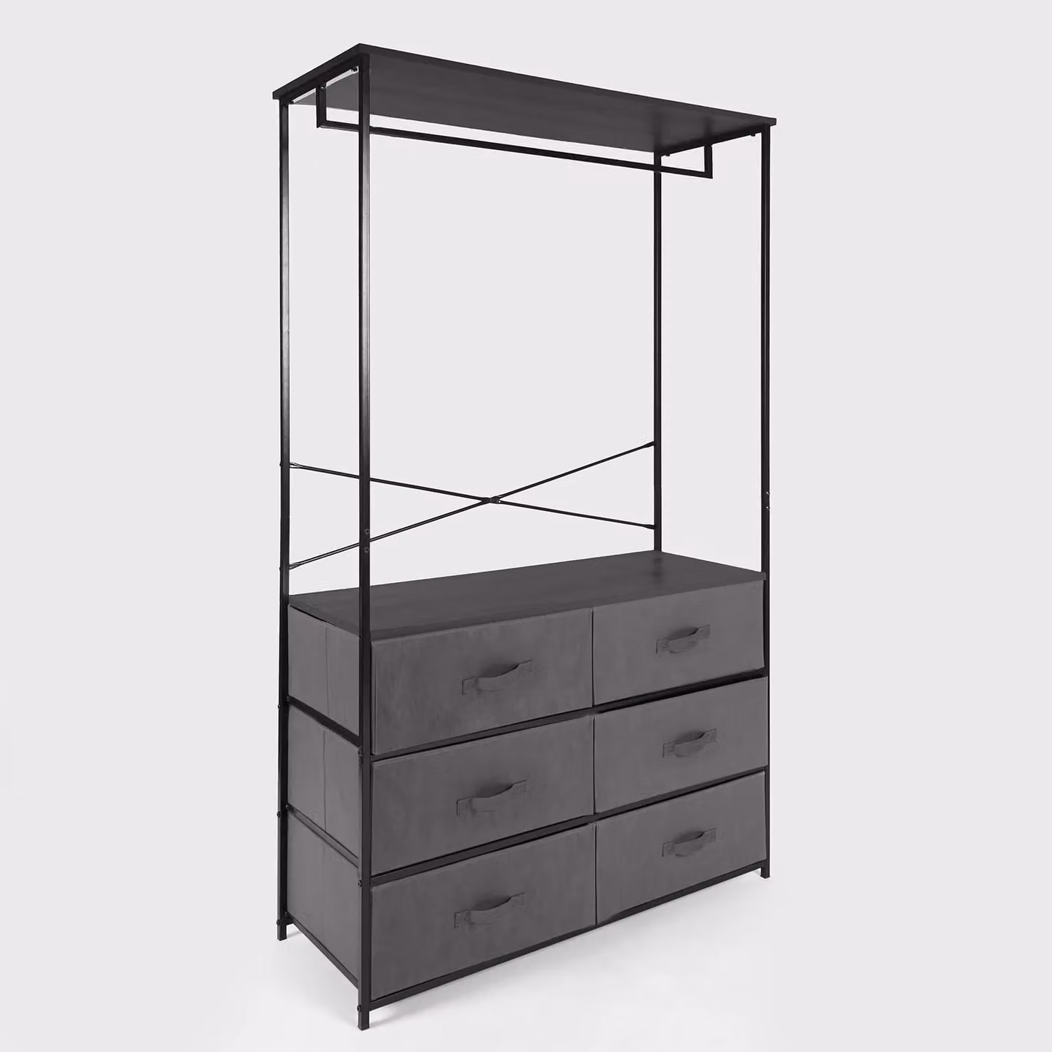 OHS 6 Drawer Wardrobe with Rail and Clothes Organiser in Light Grey – 3