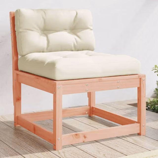 Berkfield Home Brown Solid Wood Douglas Garden Sofa with Beige Cushions