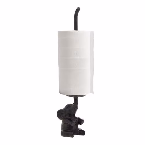 Orsina Black Elephant Freestanding Metal Toilet Roll Holder – 1