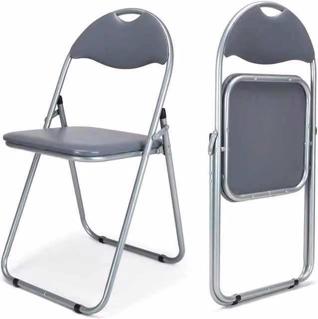 Bravich LTD Candy Faux Leather Padded Folding Dining Chair in Grey, 6 Pack