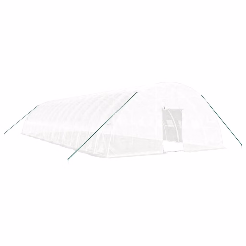 Berkfield Home White Steel Frame Greenhouse with Plastic Windows, W/D/H: 6.0 x 4.0 x 2.85 m – 2