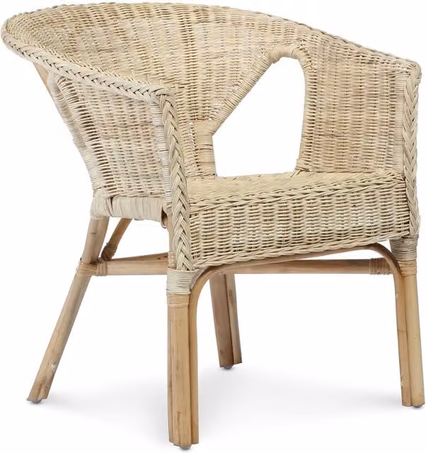 Desser Boho Rattan Tub Armchair for Adults in Beige and Brown