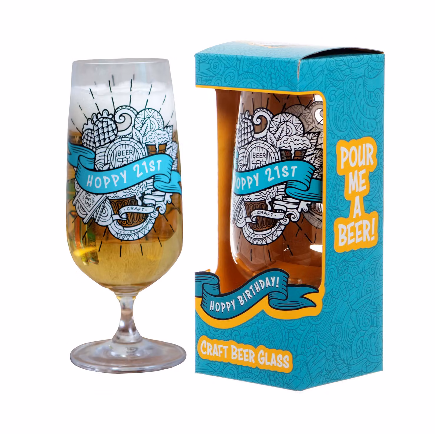 Boxer Gifts Men's 21st Birthday Craft Beer Glass in Transparent – 2