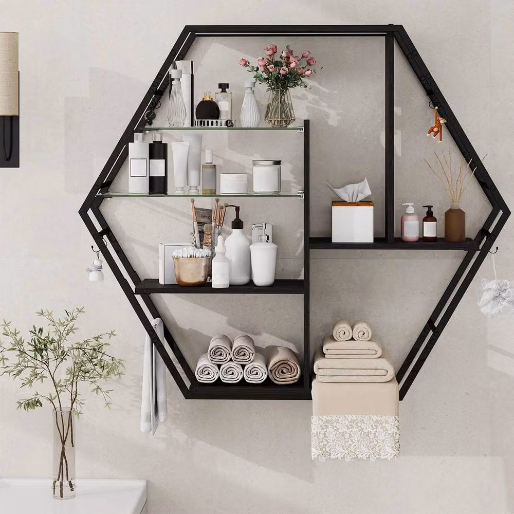 FORGEVIO Wall Mounted Storage Shelf with Integrated Lighting in Matt Black – 4