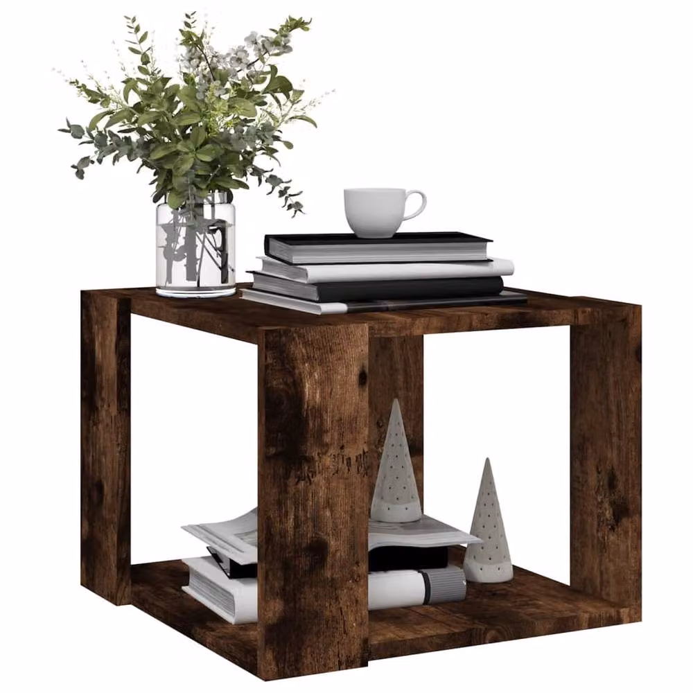 Berkfield Home Decorative Coffee Table in Smoked Oak Brown, W/D/H: 40 x 40 x 30 cm – 3