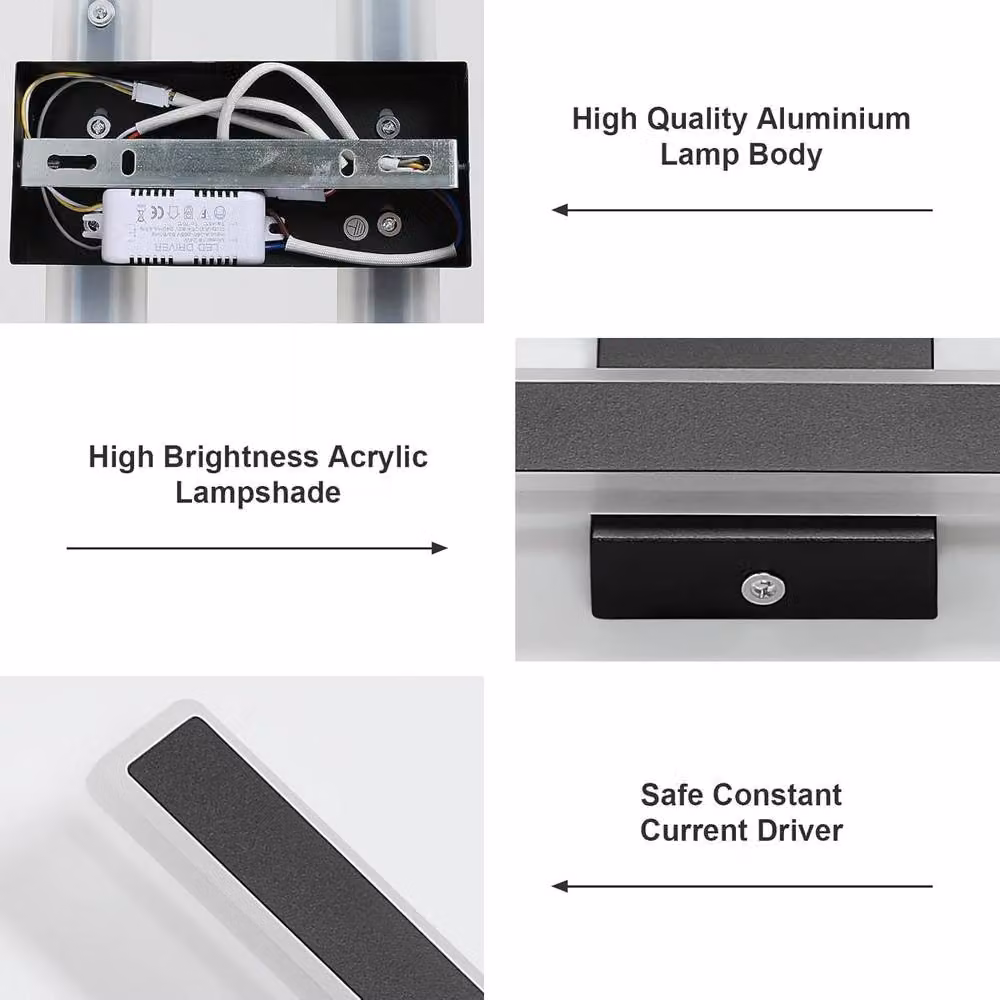 Goeco Black LED Wall Light with 3 Colour Temperatures and Touch Control – 4