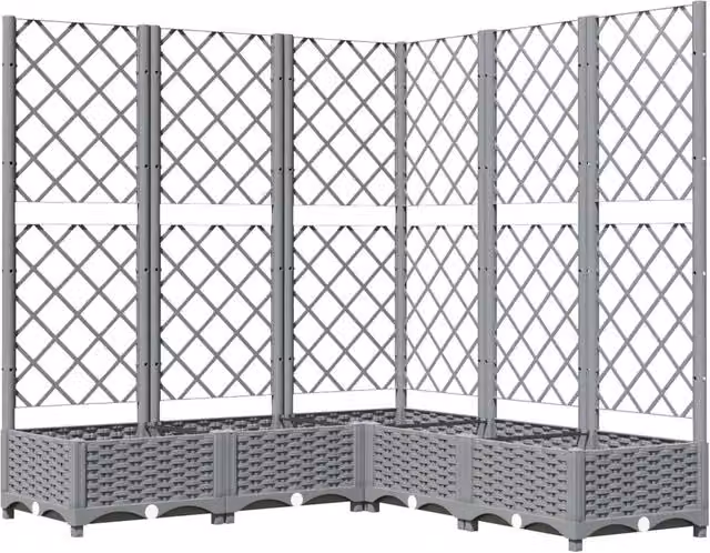 Berkfield Home Garden Planter with Trellis in Light Grey, W/D/H: 120 x 120 x 121.5 cm – 1