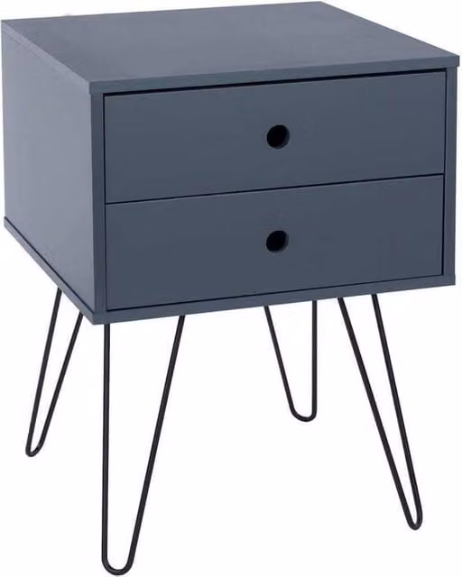 FORGEVIO Modern Blue Bedside Cabinet with 2 Storage Drawers – 1