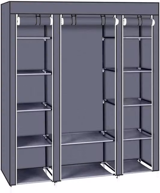 SPETLEK Foldable Hanging Rail Shelving Travel Clothes Closet, Grey, H 175.0 x W 147.0 cm – 1